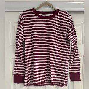 Striped Long Sleeve- Maroon and White